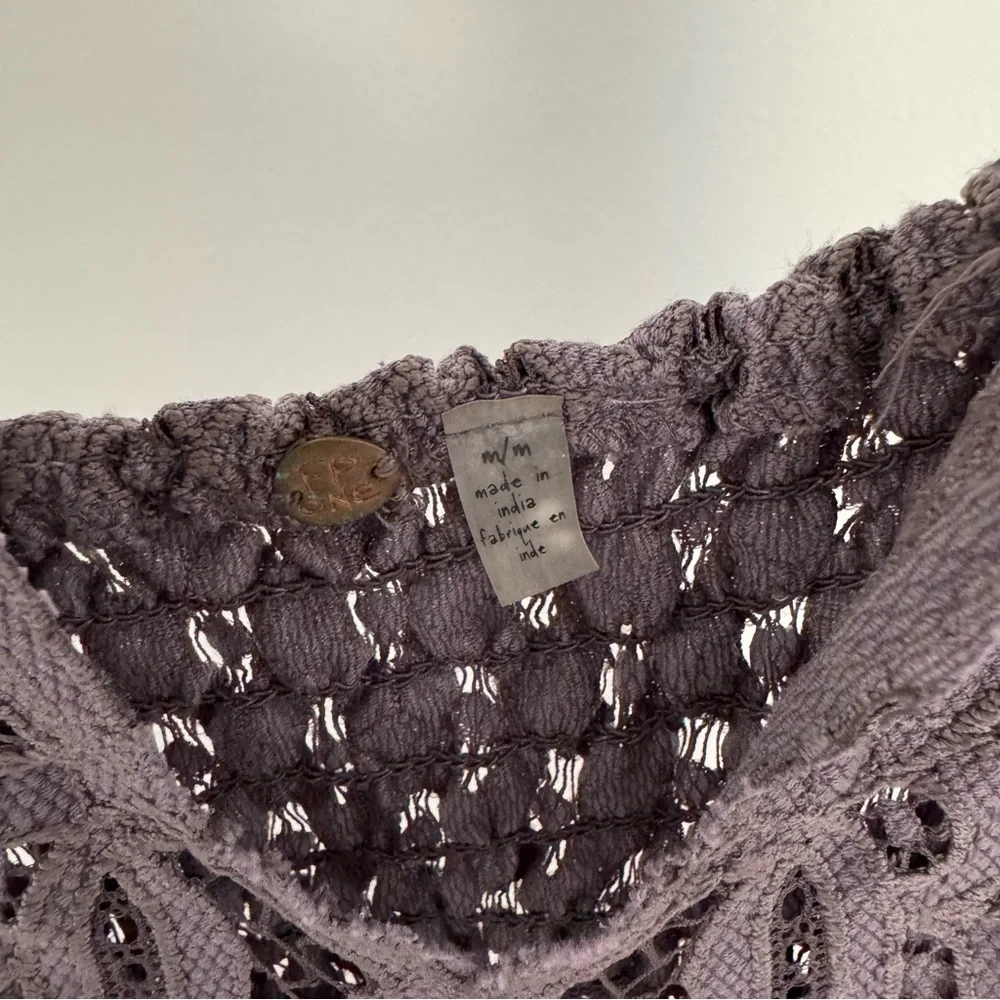 Free People soft Lace Crinkle Dusty Purple Dress Medium - Picture 4 of 7